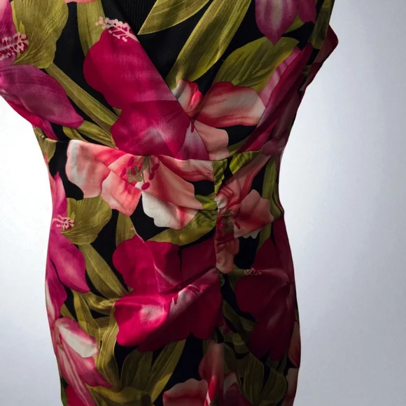 AGB Pink and Green Floral Sleeveless Dress Size 10 - Picture 4 of 5